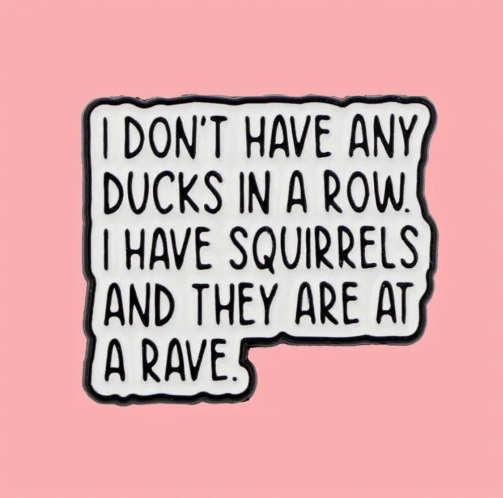 Ducks In A Row Squirrels Are At A Rave Quote Enamel Pins 446